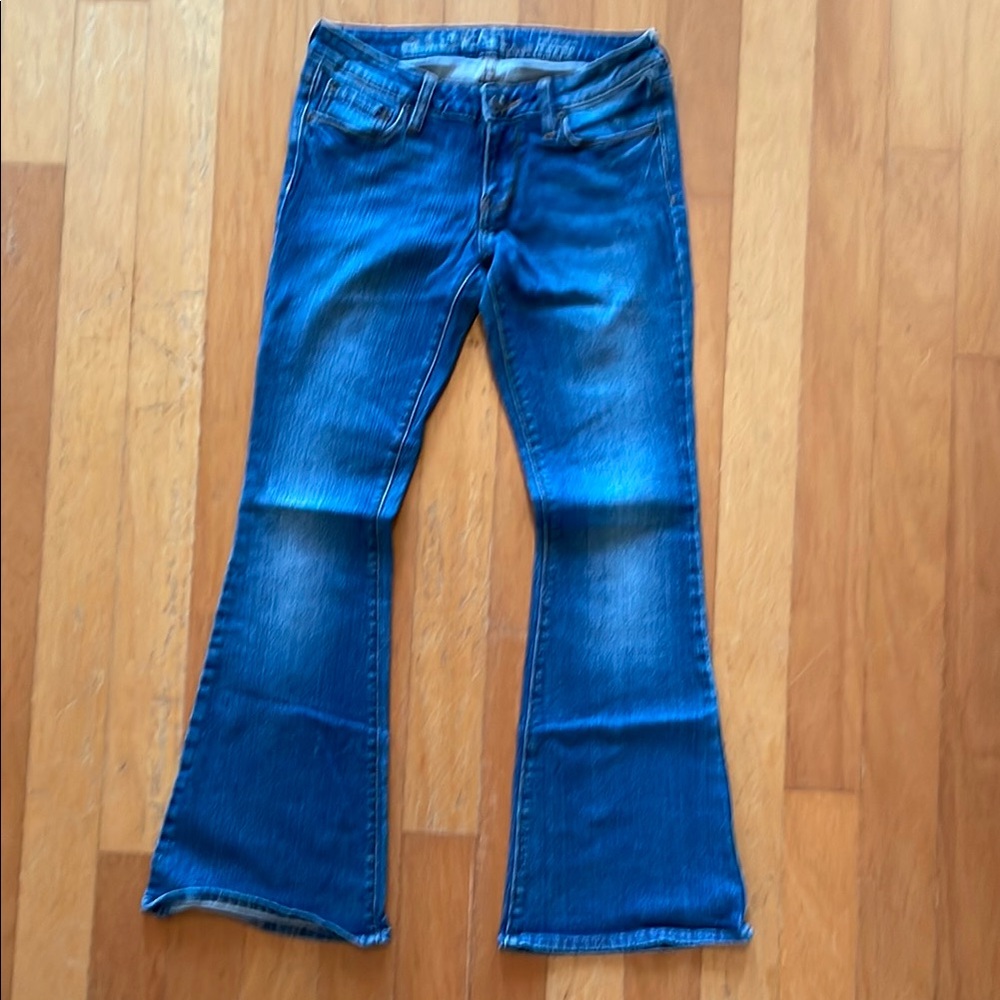 Bullhead Blue Denim Flare Leg Jeans Size 5 Short Y2K